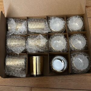 NWT Gold Candle Holders with candles